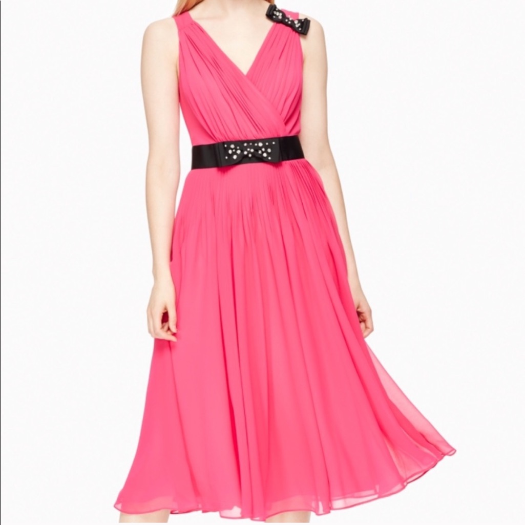 $448 Kate Spade Embellished Bow Pink Dress 0